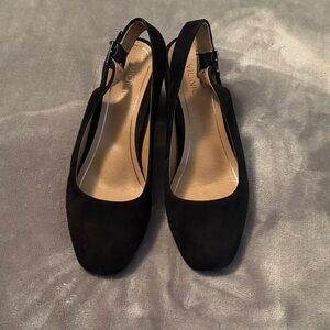 Vionic Women's Black Suede Slingback Heels